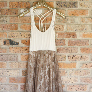 ALTAR'D STATE | Cream & Brown Lace Dress